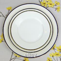 Elegant vintage MS &Staubler Dinner Service for 6. Blue & gilt band edge plates