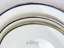 Elegant vintage MS &Staubler Dinner Service for 6. Blue & gilt band edge plates