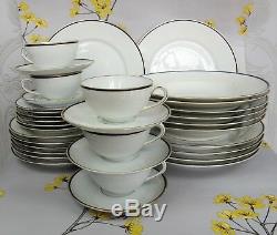 Elegant vintage MS &Staubler Dinner Service for 6. Blue & gilt band edge plates