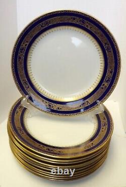 Eleven Keeling & Co Losol Ware Cobalt Blue & Gold Dinner Plates