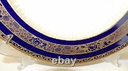 Eleven Keeling & Co Losol Ware Cobalt Blue & Gold Dinner Plates