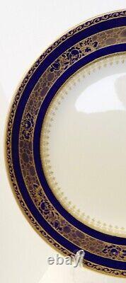 Eleven Keeling & Co Losol Ware Cobalt Blue & Gold Dinner Plates