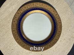 Enameled Faberge Imperial Heritage Cobalt Blue Dinner Plate 24k Gold