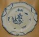 English Creamware Shell Edge Blue Flowers & Insect Dinner Plate 1780-1800