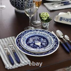 Euro Ceramica Blue Garden 16-Piece Hand-Painted Dinnerware Set for 4