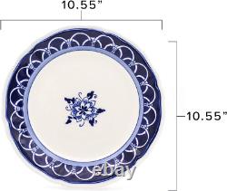 Euro Ceramica Blue Garden 16-Piece Hand-Painted Dinnerware Set for 4