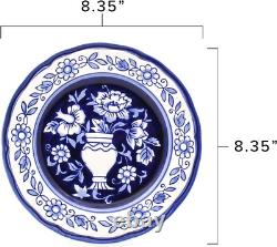Euro Ceramica Blue Garden 16-Piece Hand-Painted Dinnerware Set for 4