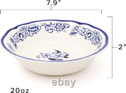 Euro Ceramica Blue Garden 16-Piece Hand-Painted Dinnerware Set for 4