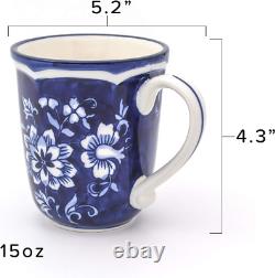 Euro Ceramica Blue Garden 16-Piece Hand-Painted Dinnerware Set for 4