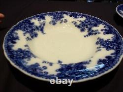 FOUR (4) FLOW BLUE TRANSFERWARE 10 1/2 DINNER PLATES China DISHES VINTAGE