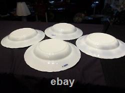 FOUR (4) FLOW BLUE TRANSFERWARE 10 1/2 DINNER PLATES China DISHES VINTAGE