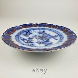 F Morley Ironstone Flow Blue Iron Red 9.5 China Plate Mason Paxton Staffordshire