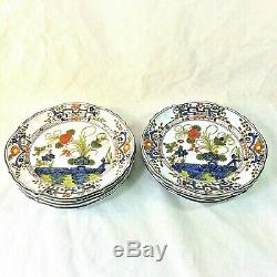 Faenza Sigma Blu Carnation Italian Ceramic Set 4 Dinner Plates 2 Sets Avail 10.5