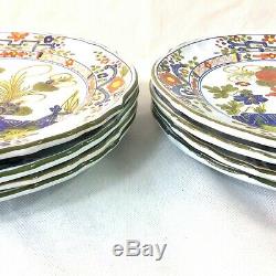 Faenza Sigma Blu Carnation Italian Ceramic Set 4 Dinner Plates 2 Sets Avail 10.5