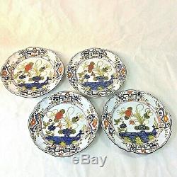 Faenza Sigma Blu Carnation Italian Ceramic Set 4 Dinner Plates 2 Sets Avail 10.5