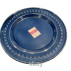Fapor Portugal 7 Dinner Plates 11.5 Dark Navy Blue Delmar Raised Dots vapor