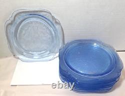 Federal Glass MADRID Blue Scroll Dinner Plate 10½ Depression Glassware Lot of 8