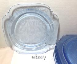 Federal Glass MADRID Blue Scroll Dinner Plate 10½ Depression Glassware Lot of 8