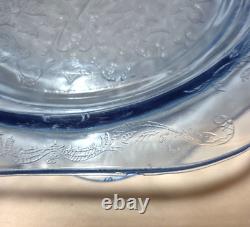 Federal Glass MADRID Blue Scroll Dinner Plate 10½ Depression Glassware Lot of 8