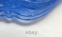 Federal Glass MADRID Blue Scroll Dinner Plate 10½ Depression Glassware Lot of 8