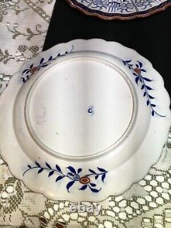 First Period Worcester Royal Lily Pattern Dr Wall 6 x 18th Fluted 9 3/4 Plates