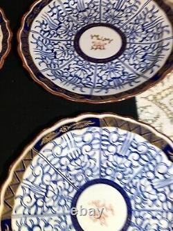 First Period Worcester Royal Lily Pattern Dr Wall 6 x 18th Fluted 9 3/4 Plates