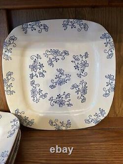 Floral Lace Blue TEMP-TATIONS 10.5 Square Dinner Plate Set Of 4