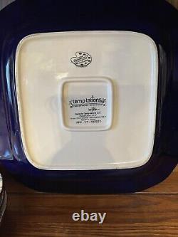 Floral Lace Blue TEMP-TATIONS 10.5 Square Dinner Plate Set Of 4