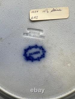Flow Blue Scinde Dinner Plate 10 11/16 J. G Alcock 1839-1846