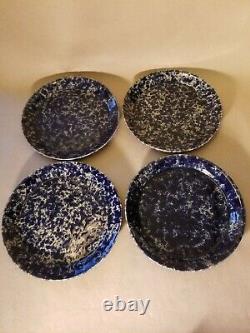 Four (4) Bennington Pottery Blue Agate Dinner Plates 1669 ya