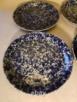 Four (4) Bennington Pottery Blue Agate Dinner Plates 1669 ya