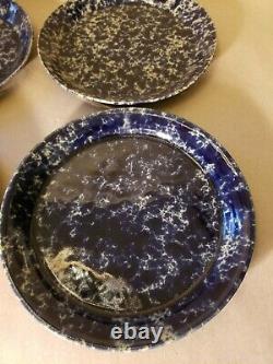 Four (4) Bennington Pottery Blue Agate Dinner Plates 1669 ya