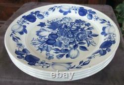 Four Portmeirion Harvest Blue 10.5 Dinner Plates