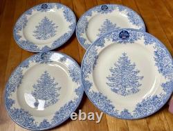 Full Set of 12 Royal Stafford Blue & White Christmas- 4 Dinner, 4 Salad, 4 Bowls