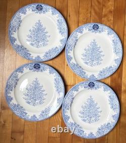 Full Set of 12 Royal Stafford Blue & White Christmas- 4 Dinner, 4 Salad, 4 Bowls