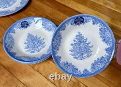 Full Set of 12 Royal Stafford Blue & White Christmas- 4 Dinner, 4 Salad, 4 Bowls