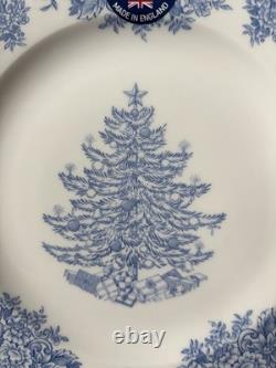 Full Set of 12 Royal Stafford Blue & White Christmas- 4 Dinner, 4 Salad, 4 Bowls