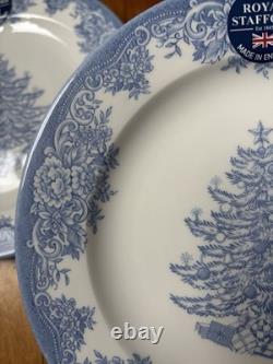Full Set of 12 Royal Stafford Blue & White Christmas- 4 Dinner, 4 Salad, 4 Bowls