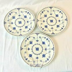 Furnivals Denmark England Blue White Floral Stick Lace 10.5 Dinner Plate Lot 3