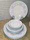 GORGEOUS! Fine China Dinnerware Sapphire by SILVERIE Rimmed In Platinum 20 Pc