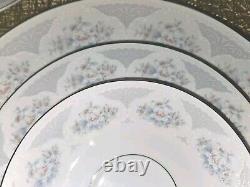 GORGEOUS! Fine China Dinnerware Sapphire by SILVERIE Rimmed In Platinum 20 Pc