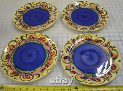 Gail Pittman Glory Hand Painted Ceramic Dinner Plate Dish Lot of 4 Small Chips