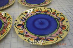 Gail Pittman Glory Hand Painted Ceramic Dinner Plate Dish Lot of 4 Small Chips