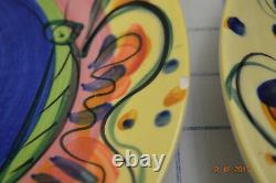 Gail Pittman Glory Hand Painted Ceramic Dinner Plate Dish Lot of 4 Small Chips