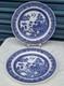 Gently Used Set of TWO (2) SPODE Blue Room Collection 10.5 WILLOW Dinner Plates