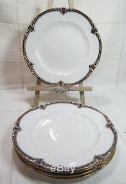 George Jones Sons England Crescent Bone China 5 Cobalt Blue Gold 8 Plates