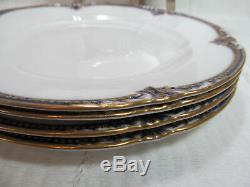 George Jones Sons England Crescent Bone China 5 Cobalt Blue Gold 8 Plates