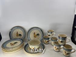 Gibson Dinnerware Ocean Dream, Rooster And Hen Set, New, Plates, Bowl, Cups