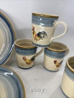 Gibson Dinnerware Ocean Dream, Rooster And Hen Set, New, Plates, Bowl, Cups