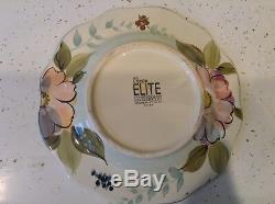 Gibson Elite Plates Salad Dinner 9 1/8 Set Of 4 Unique Rare Design Blue